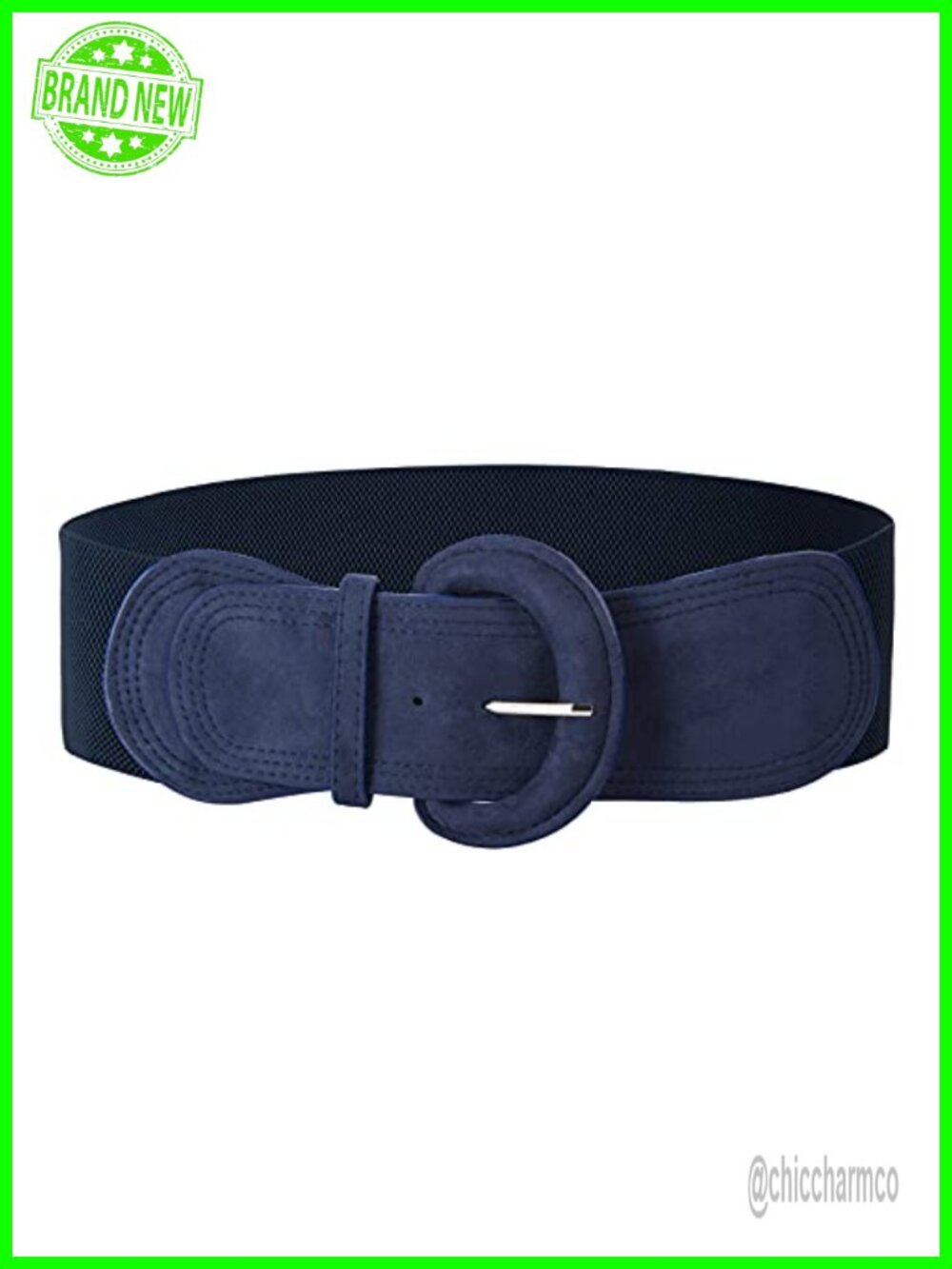 Women's Wide Faux Suede Elastic Belt with Buckle